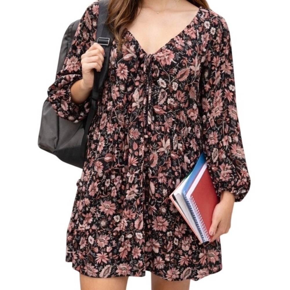 Madewell Women's Floral Printed Amalia Tiered Mini Dress in Pampas Blooms Size 8